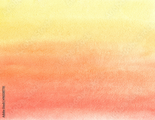 Watercolor painting. Yellow, orange and red gradient