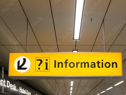 Information sign in arrivals terminal of Schiphol Amsterdam Airport, Netherlands photo