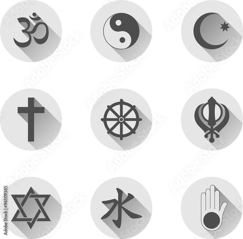 Religious Symbols
Set of vector graphic flat icons representing symbols of the main Religions