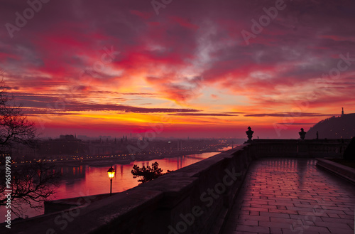 Sunrise taken from Buda Castle, Budapest, Hungary