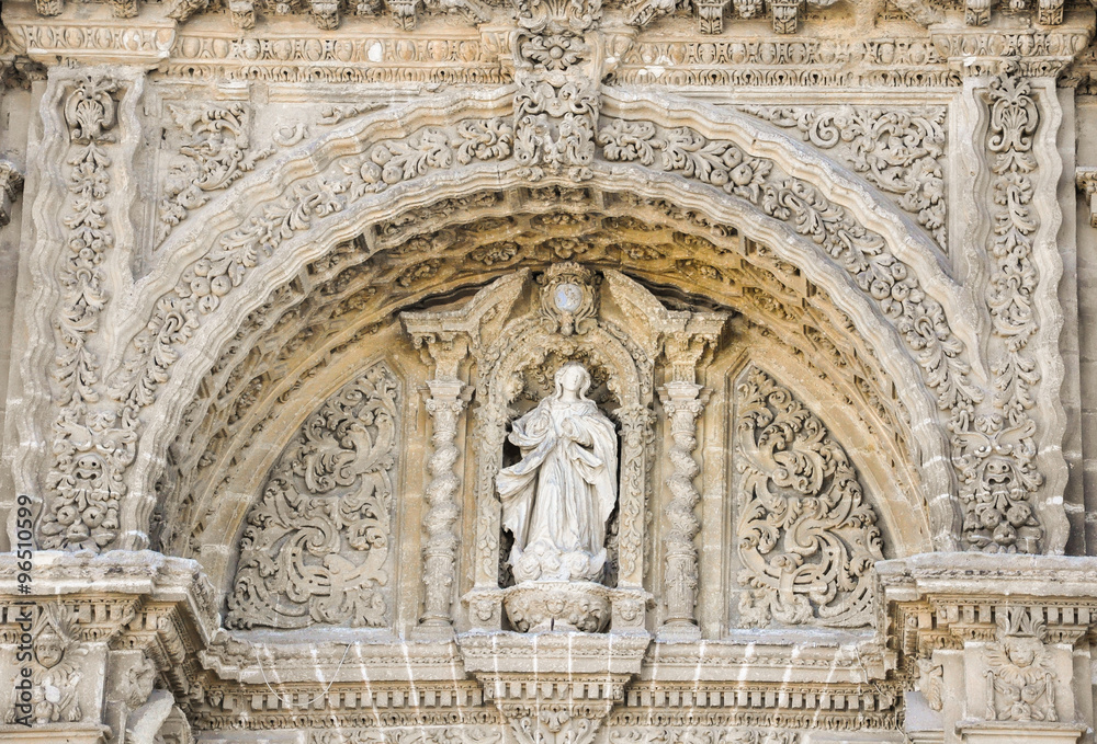 Portada de la catedral de Jerez de la Frontera, Andalucía, Cádiz, España 