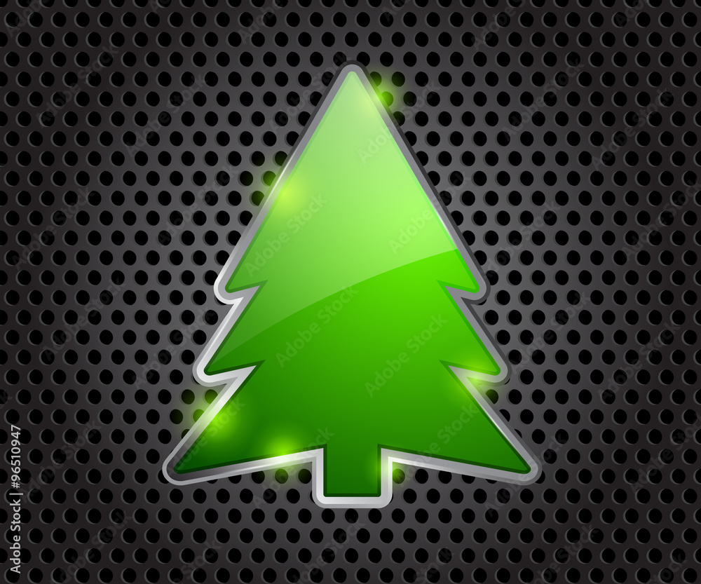 Fototapeta premium Green Glossy Christmas Tree