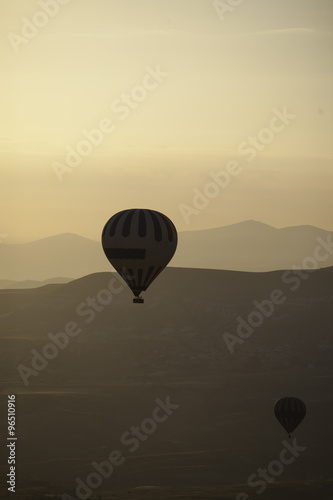 Balloon at sunrise vertical. Cappadocia, Turkey