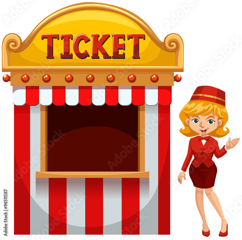Woman selling ticket at the booth