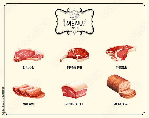 Different kind of meat products