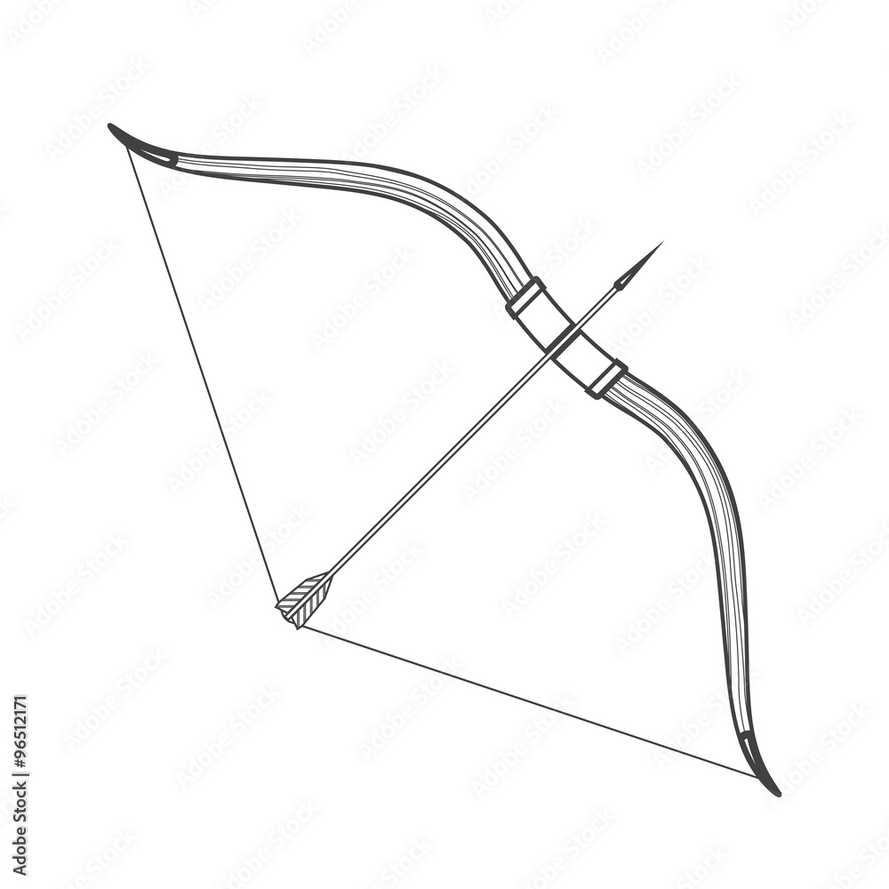 outline medieval bow arrow icon illustration.