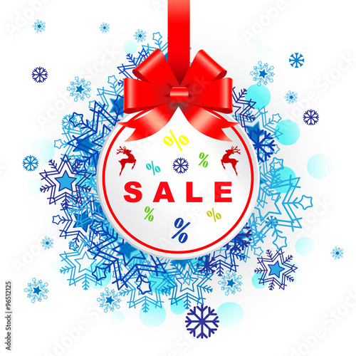 Christmas Paper Baubles Red Ribbon Snowflakes