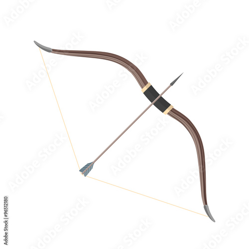 flat style colored medieval bow arrow icon illustration.