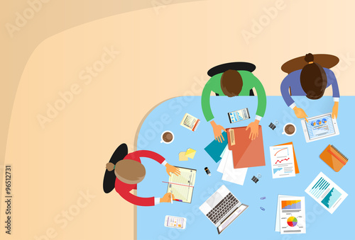 Business People Teamwork Office Working Sitting Conference Table