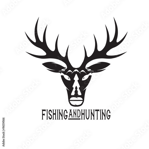 vintage hunting and fishing vector design template