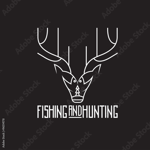 vintage hunting and fishing vector design template © UVAconcept