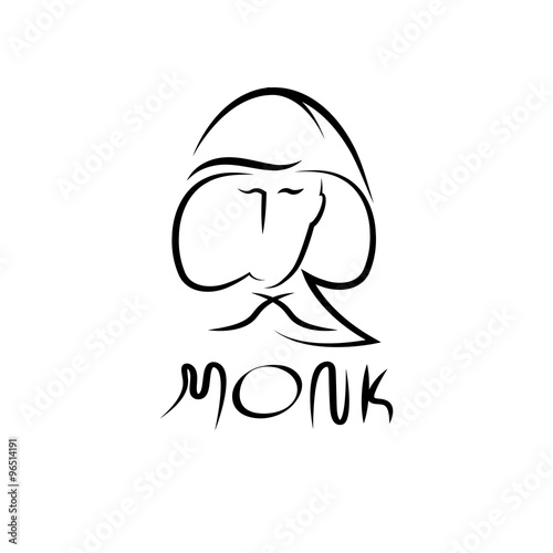 Fototapeta Naklejka Na Ścianę i Meble -  monk face outline illustration