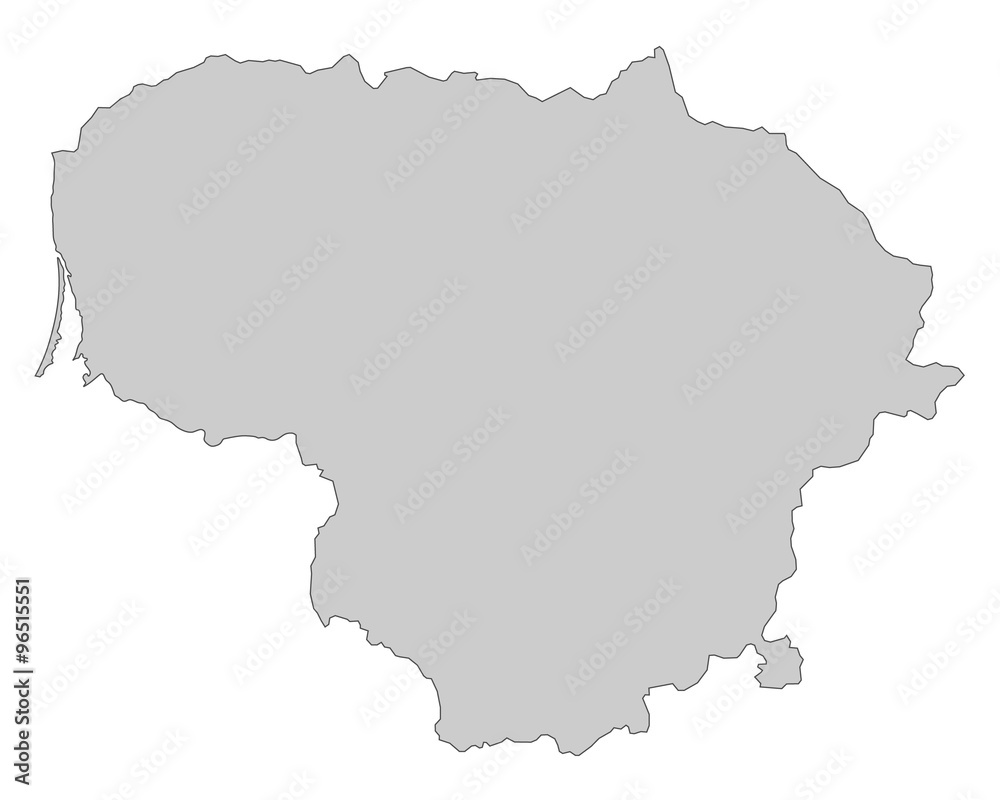 Karte von Litauen - Grau (einzeln)