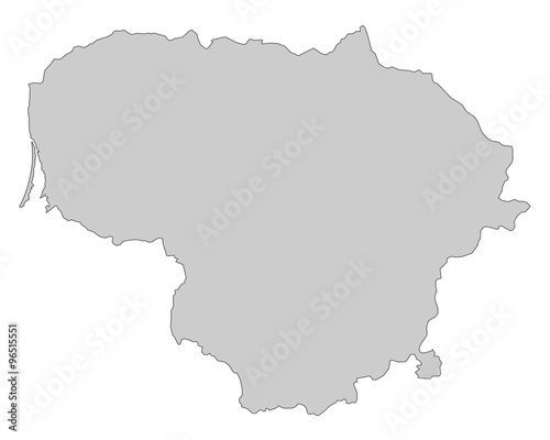 Karte von Litauen - Grau  einzeln 