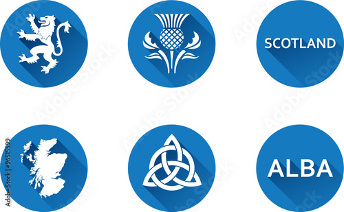 Scotland Flat Icon Set
Set of vector graphic flat icons representing symbols and landmarks of Scotland.