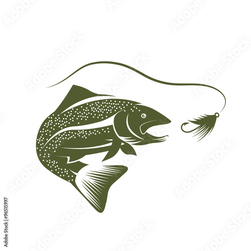 trout and lure vector design template