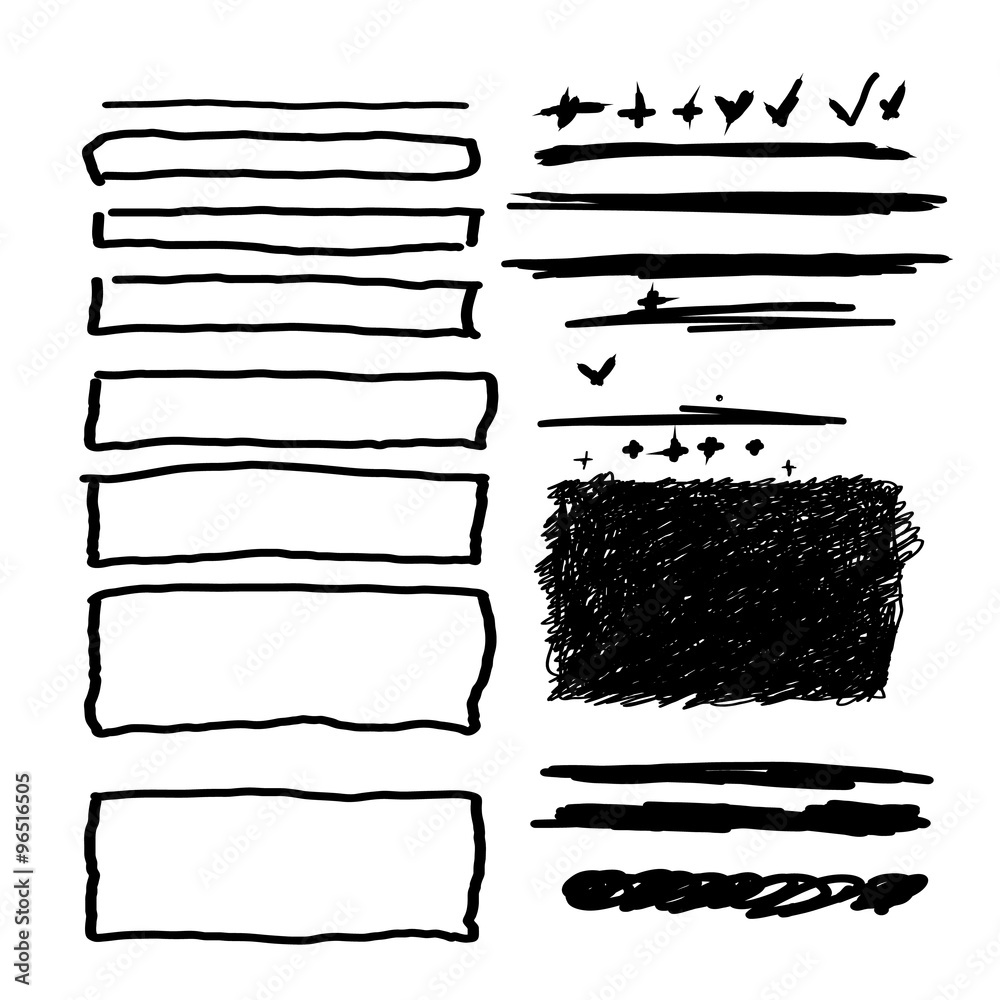 Hand drawn frames, lines and circle collection Hand drawn frames, lines and circle collection