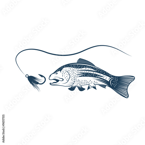 trout and lure vector design template
