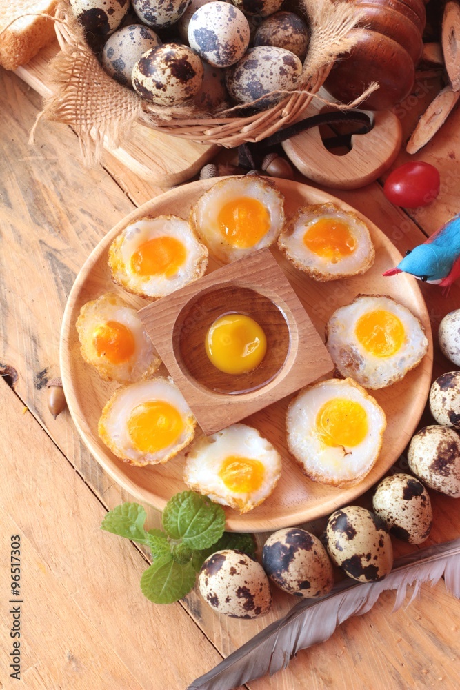 Quail eggs and fried quail eggs of delicious. Quail eggs and fried quail eggs of delicious.