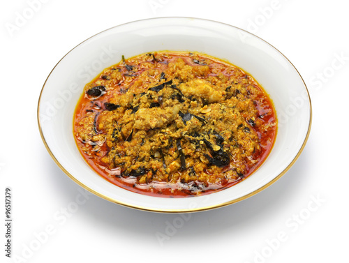 egusi soup, nigerian cuisine isolated on white background