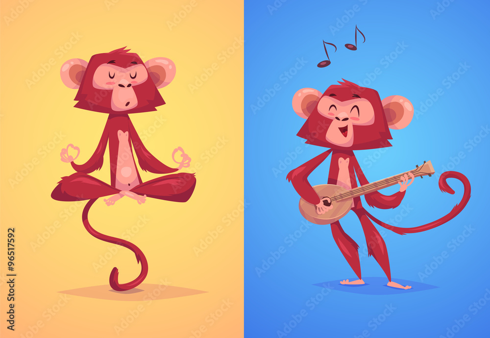 Naklejka premium Illustraiton of comical monkey series