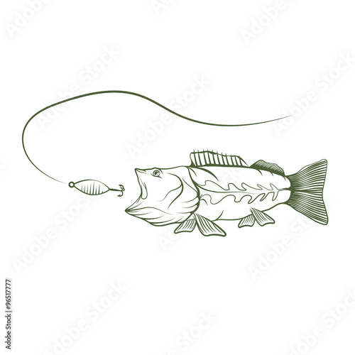 bass and lure vector design template