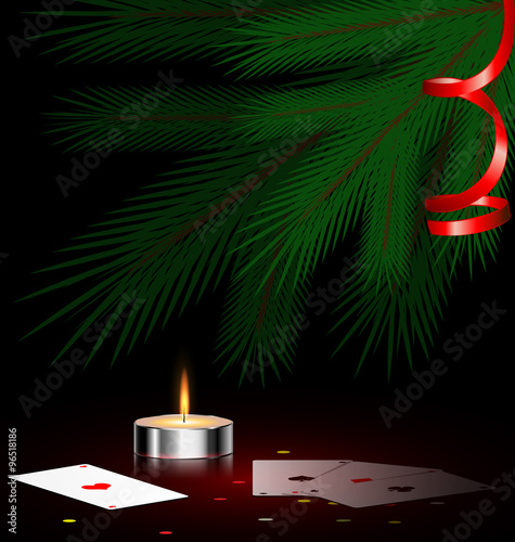 tree, small candle and cards