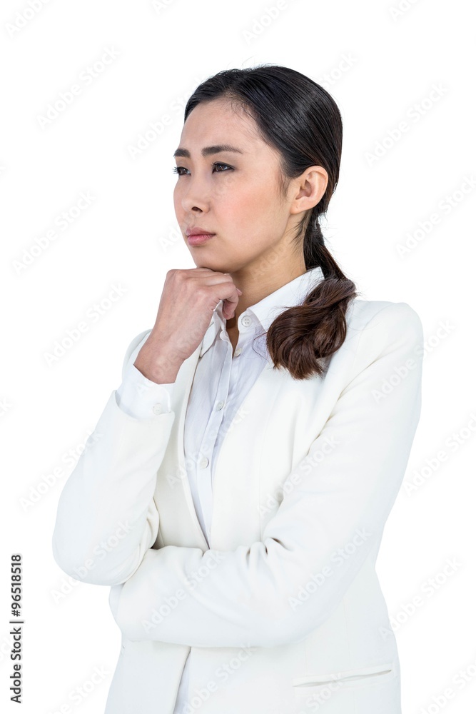 Serious businesswoman looking at something Serious businesswoman looking at something