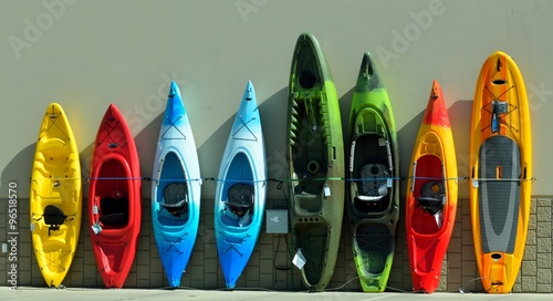 Fényképezés Kayaks for sale at sporting goods store