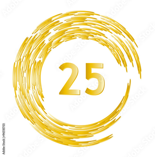 Silberhochzeit, Jahrestag zur Hochzeit, Ehrentag, Geburtstag, Jahrestag, Jubiläum 25 Jahre mit goldenem Kranz, Hochzeitstag, icon, vektor, isoliert