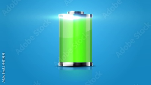 Battery loading on blue background