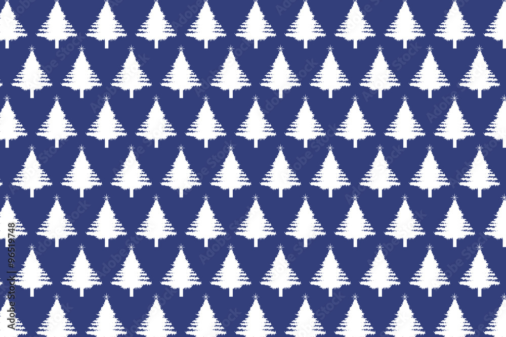 White trees pattern on dark blue background