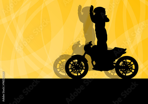 Motorcycle performance extreme stunt driver man vector backgroun