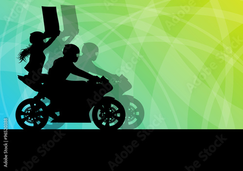 Motorcycle performance extreme stunt driver man and woman vector