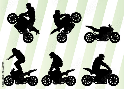 Motorcycle performance extreme stunt driver vector background co