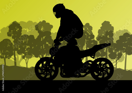 Motorcycle performance extreme stunt driver man vector backgroun