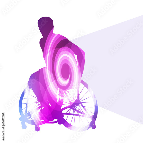 Active disabled person wheelchair vector background