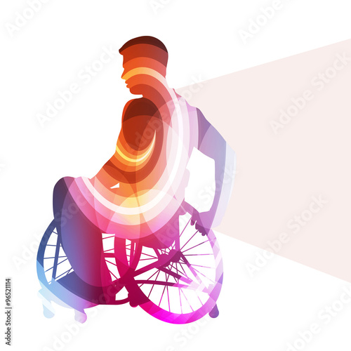 Active disabled person wheelchair vector background