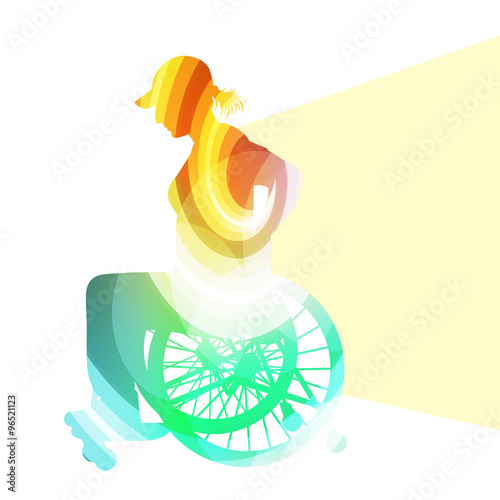 Active disabled person wheelchair vector background
