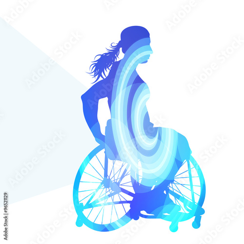 Active disabled person wheelchair vector background
