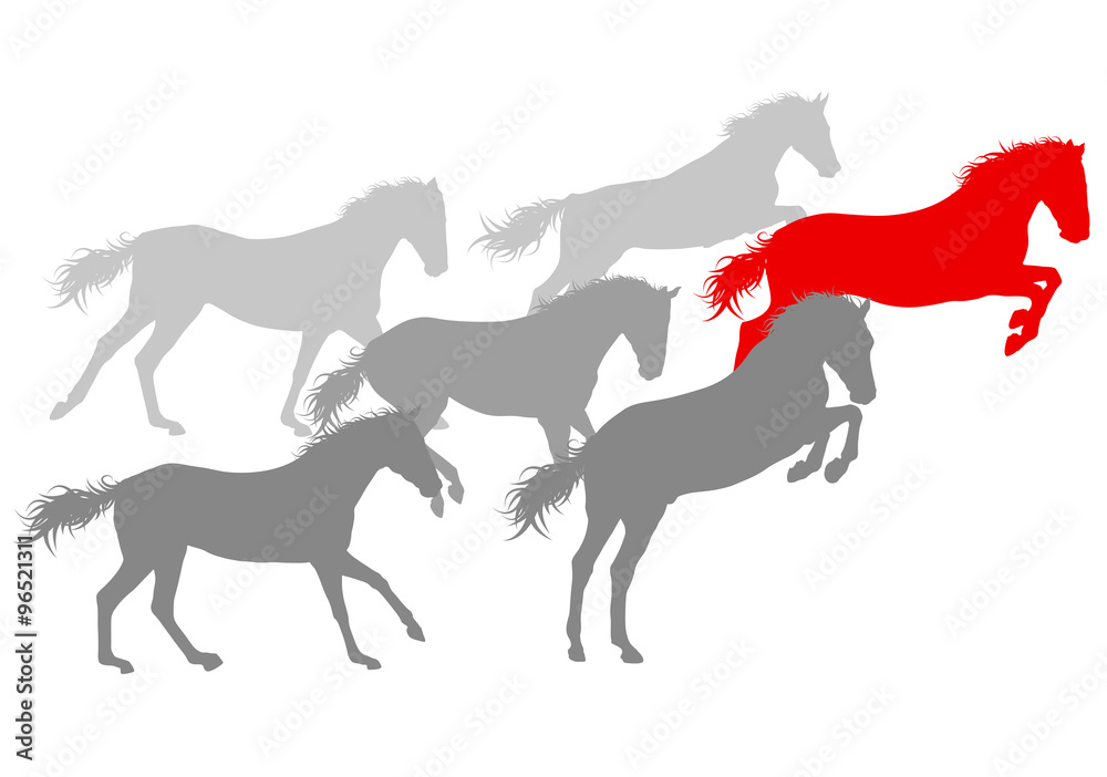 Wild horse fast and strong winner concept vector background isol