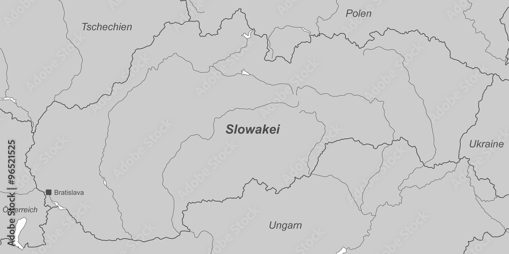 Slowakei in Grau (beschriftet) - Vektor