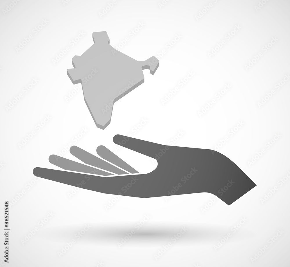 Isolated vector hand giving a map of India Isolated vector hand giving a map of India