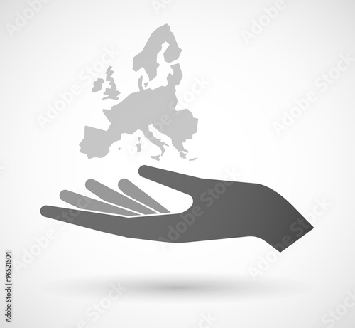Isolated vector hand giving  a map of Europe