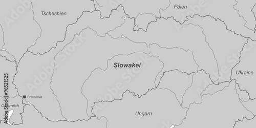 Slowakei in Grau  beschriftet  - Vektor