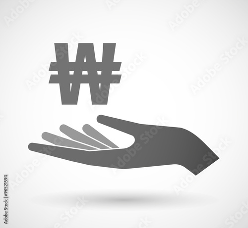 Isolated vector hand giving a won currency sign