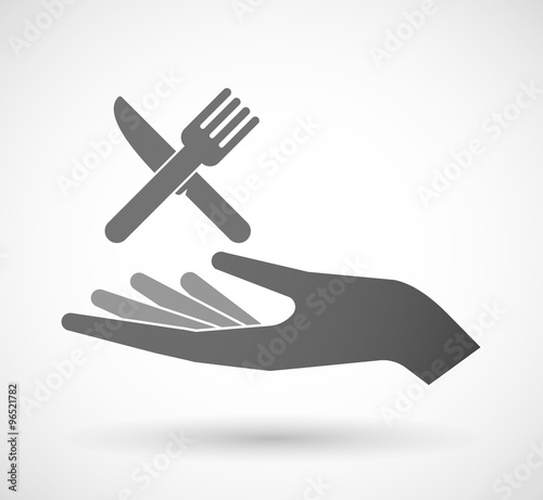 Isolated vector hand giving a knife and a fork