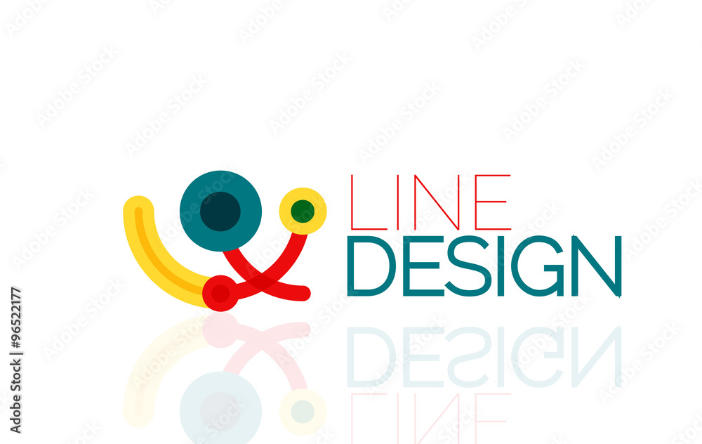 Vector swirl and circles outline minimal abstract geometric logo