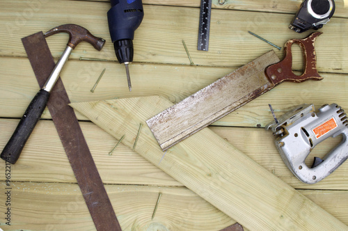 collection of wood working tools