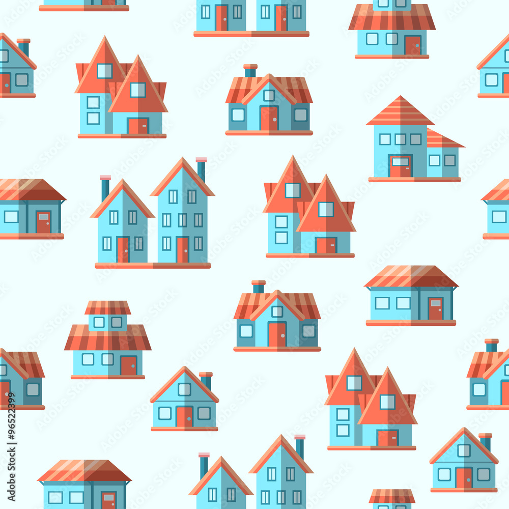 Vector house seamless pattern background